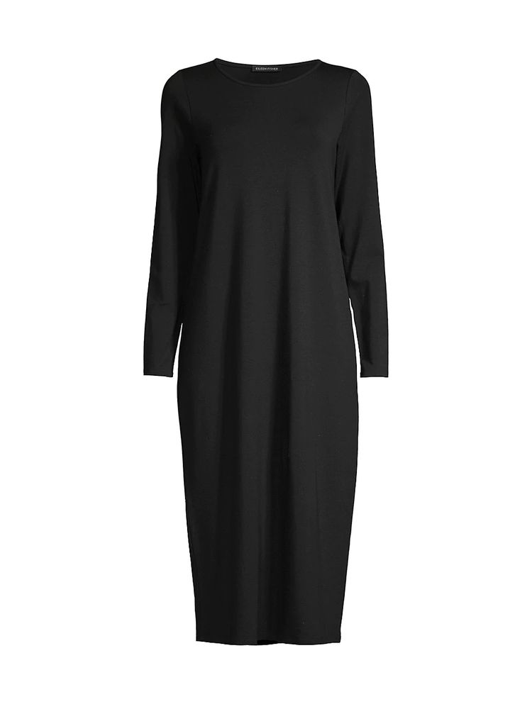 Eileen Fisher Women's Stretch Jersey Midi Dress - Black | The Summit