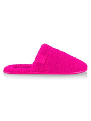 Men's Fuzzy Logo-Patch Slippers - Neon Pink - Size 10