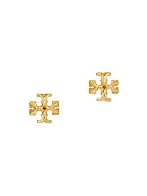 Women's Roxanne Goldtone Logo Stud Earrings - Rolled Brass