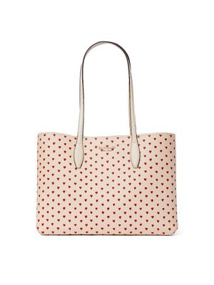 Women's Large All Day Heart Print PVC Tote - Milk Glass Multi