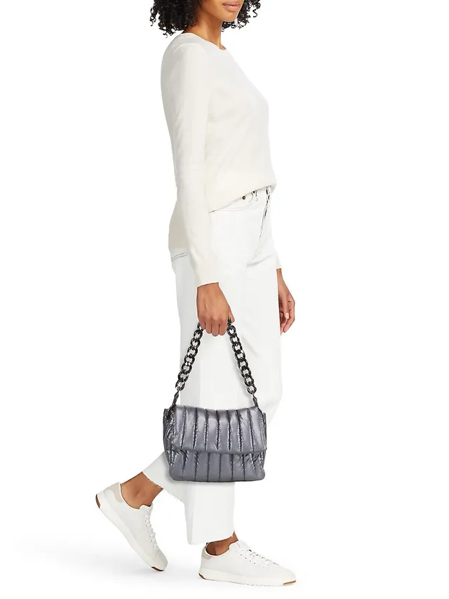 Think Royln  Bar Bag - Pearl Grey Quilted Shoulder and Crossbody Bag