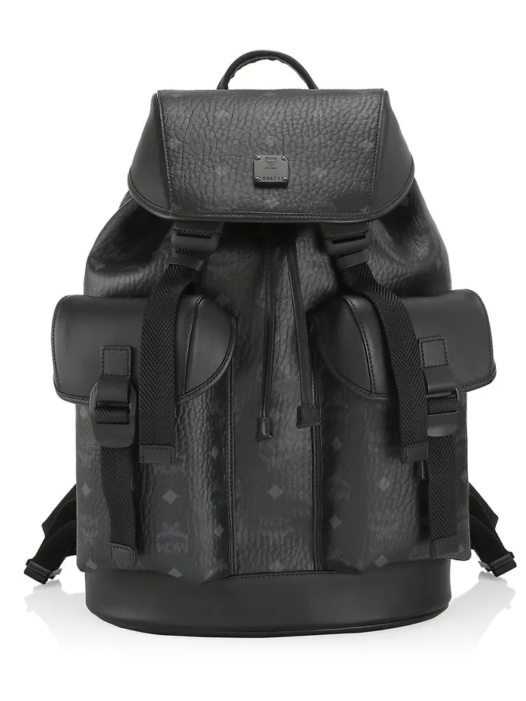 MCM Brandenburg Monogram Visetos Logo-embossed Leather Backpack in Black  for Men