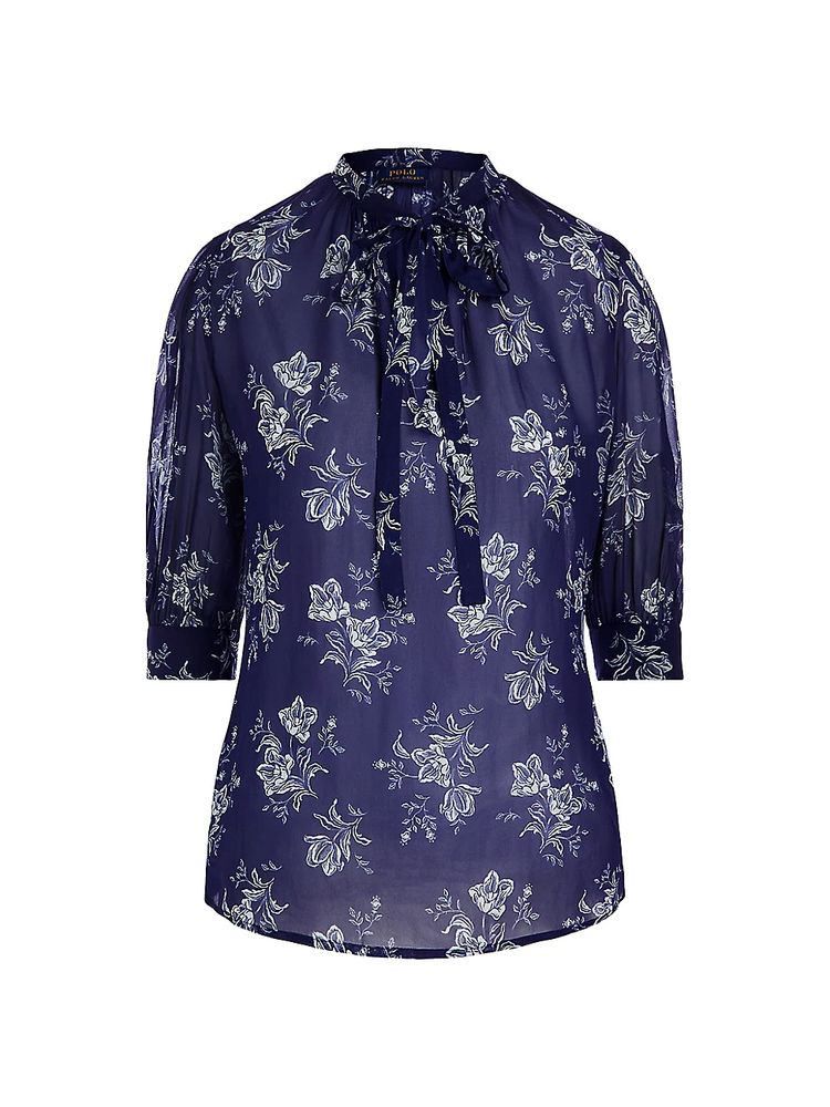 Polo Ralph Lauren Women's Floral Blouse - Blue Riviera - Size Large | The  Summit