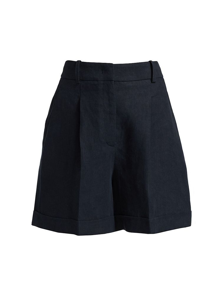 Michael Kors Collection Women's Pleated Linen Shorts - Midnight - Size 2 |  The Summit