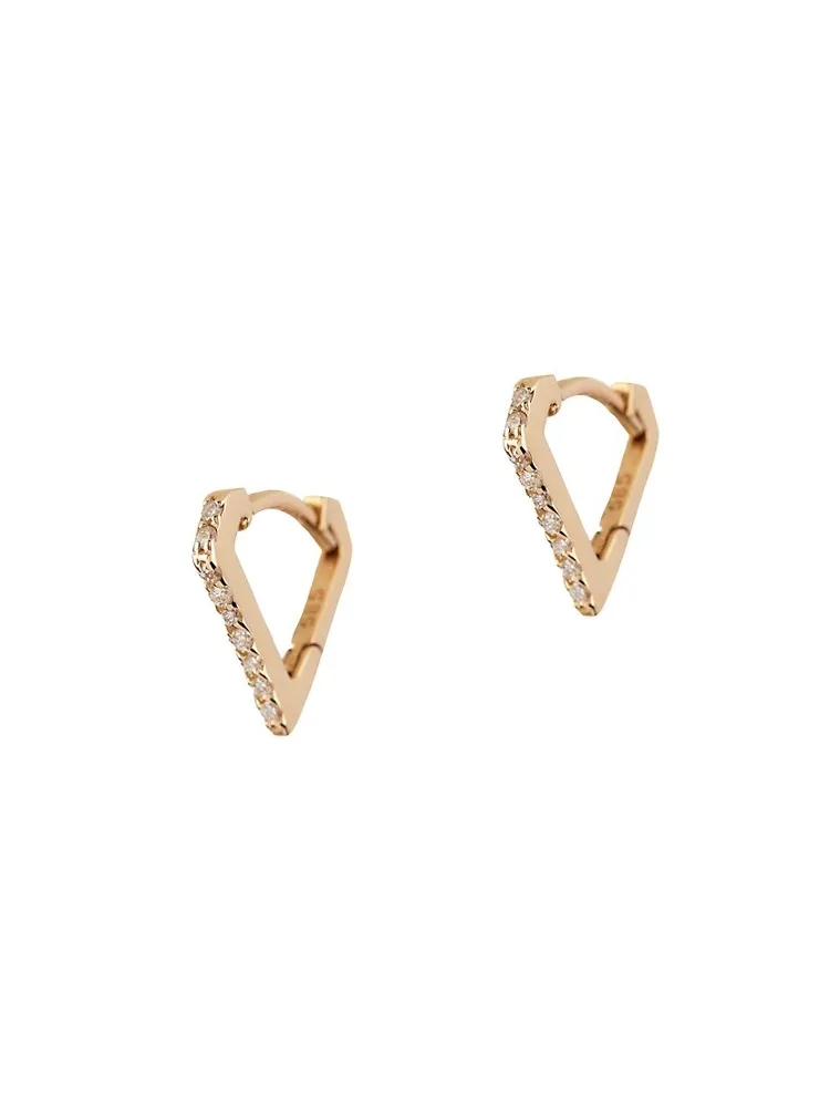 14kt Yellow Gold V Shape Hoop Earrings