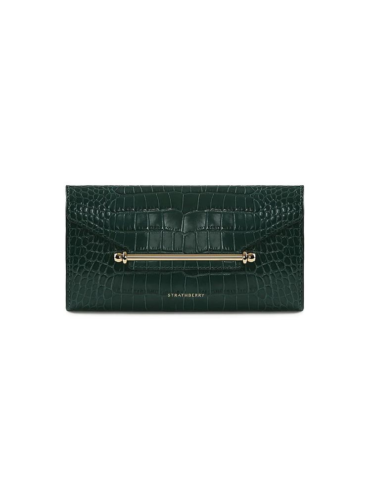 Women's Multrees Croc-Embossed Leather Wallet-On-Chain