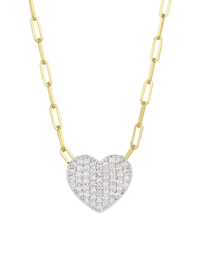 Zoë Chicco Women's Prong Diamonds 14K Yellow Gold & 0.14 TCW Diamond Medium Heart Pendant Necklace