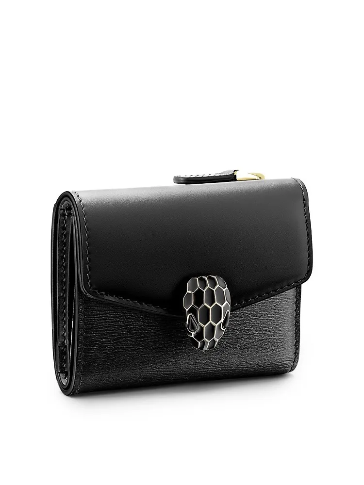 Saint Laurent - Monogram Compact Tri-Fold Wallet - Women - Calf Leather - One Size - Black