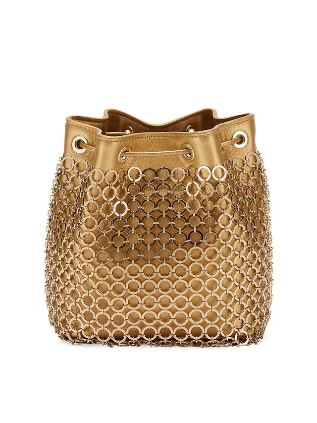 Bvlgari Serpenti Heritage Mesh Metallic Leather Bucket Bag In Light Gold