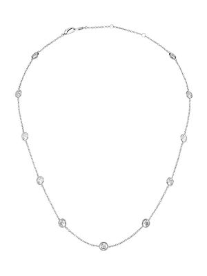 Elevate Rhodium-Plated Round Cubic Zirconia Classic Chain Necklace - Silver