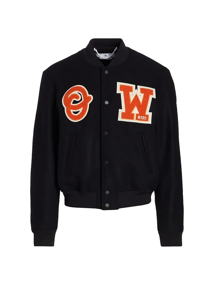 Letter Patched Oversized Varsity Jacket