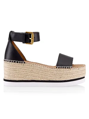 Glyn Leather Espadrille Wedge Sandals