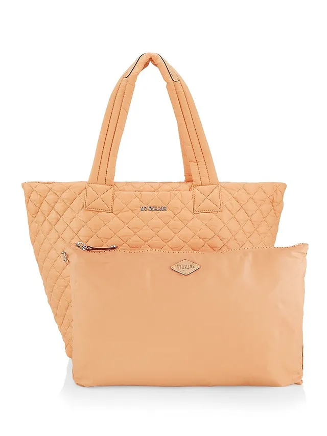 MZ Wallace Peach Oxford Medium Metro Tote Deluxe in Orange