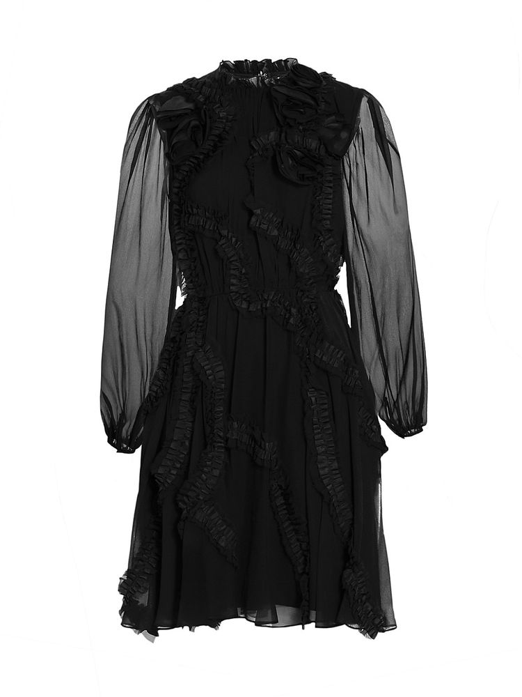 Jason Wu Women's Rosette & Ruffle-Embellished Minidress Black - Size 0 | The Summit