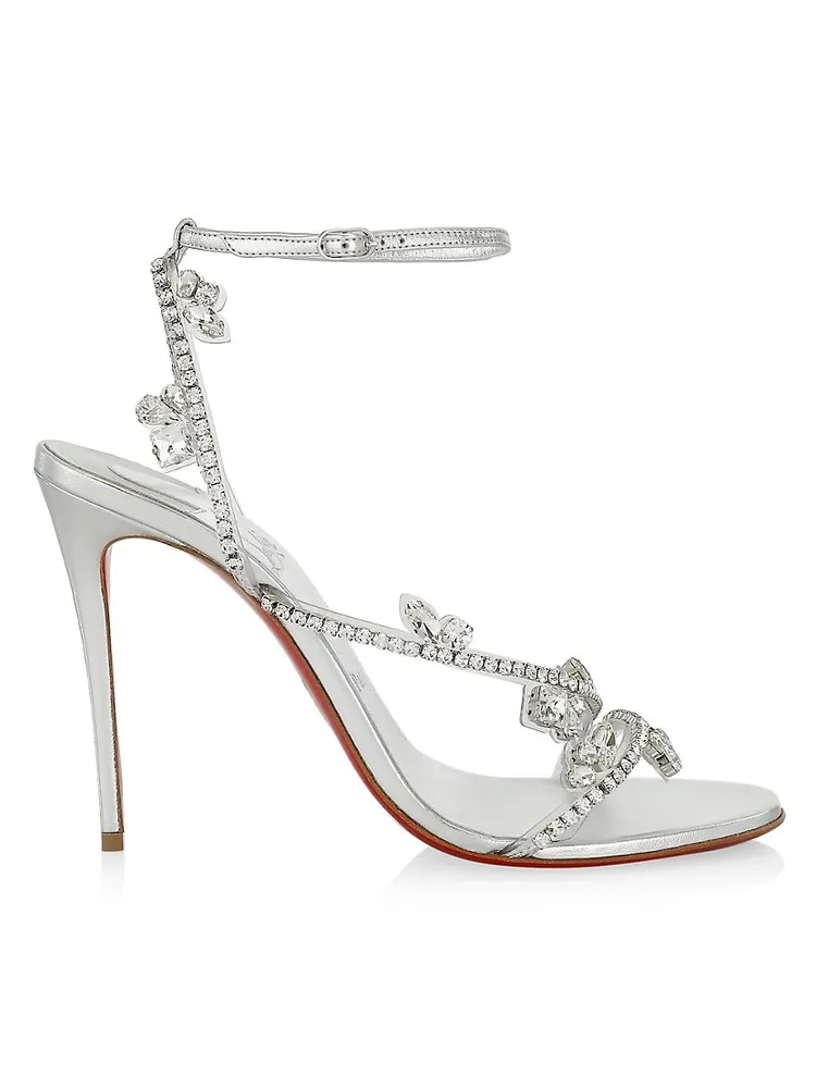 100mm Round Open Toe Ankle Strap High Heel Sandals Red Bottom Pumps