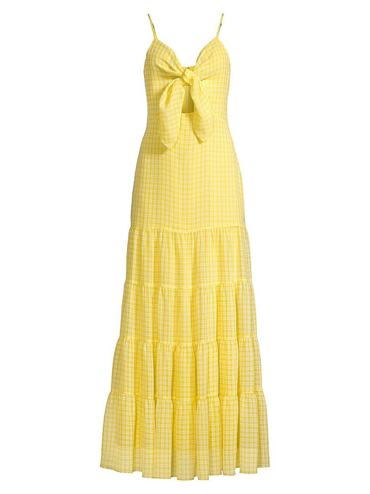 One33 Social Women's Gingham Tie Front Maxi Dress - Yellow | The Summit