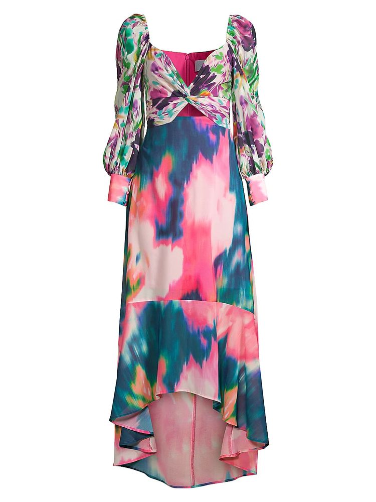 One33 Social Women's Watercolor Print Knotted Maxi Dress - Fuchsia Multi |  The Summit