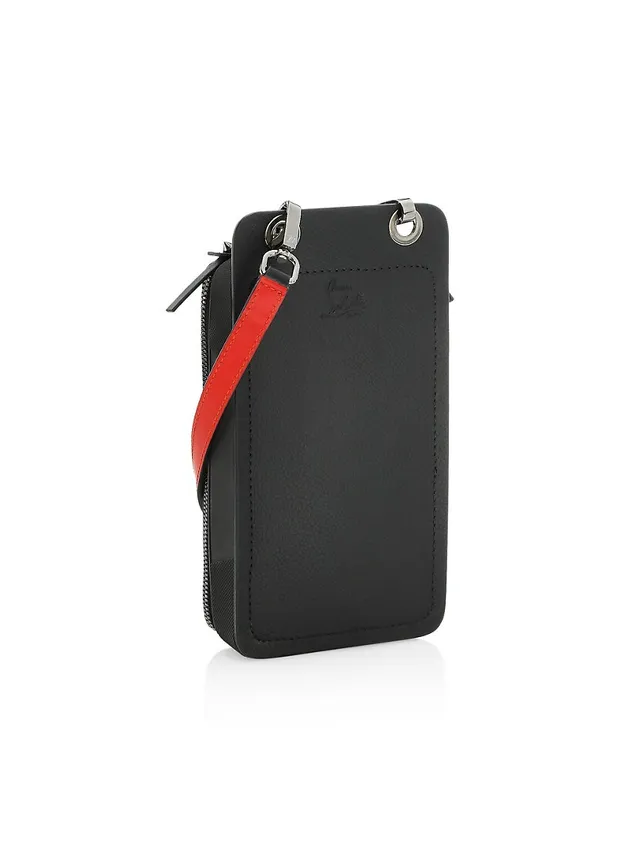 Shop Christian Louboutin Loubi Grained Leather Phone Box