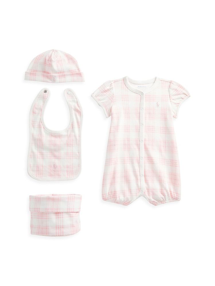 Polo Ralph Lauren Baby's 4-Piece Plaid Gift Set - Pink - Size 9 Months |  The Summit