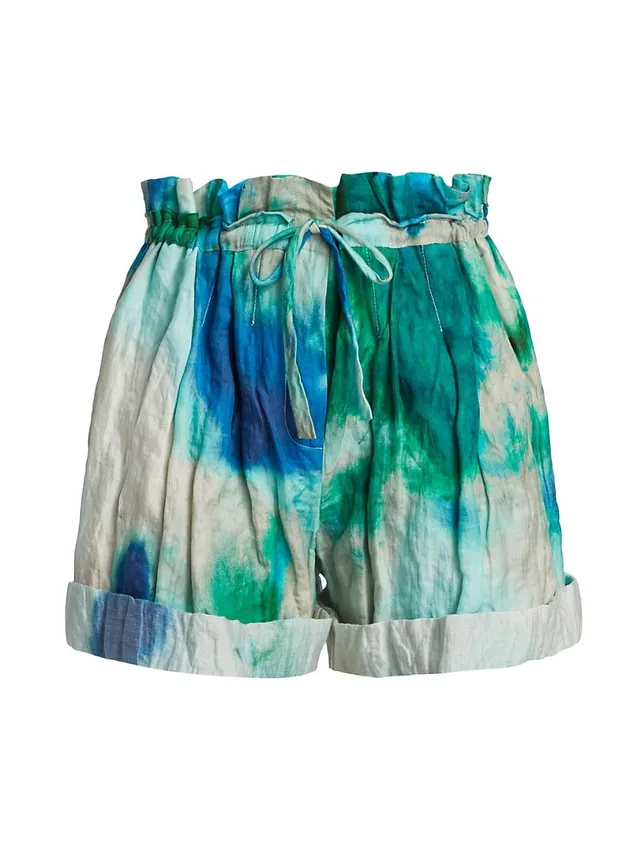 Seamed Pull-On Paperbag Shorts in Softdrape