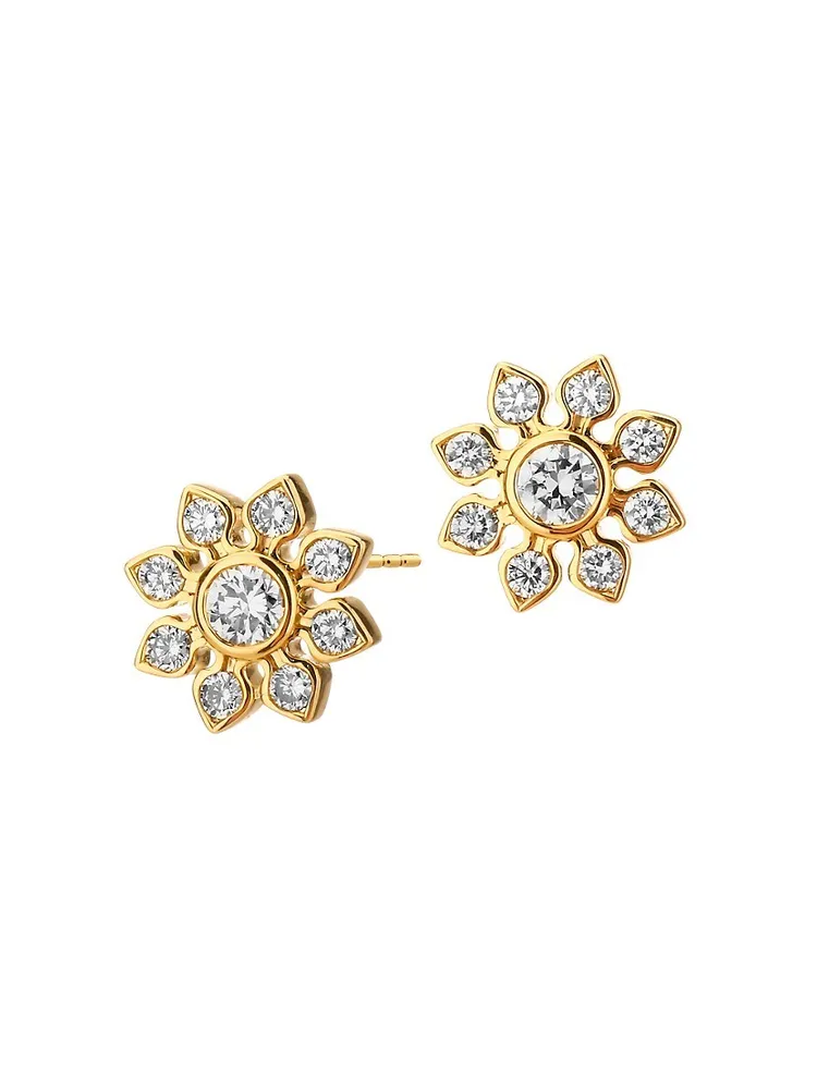 Petali 18K Yellow Gold Flower Stud Earrings