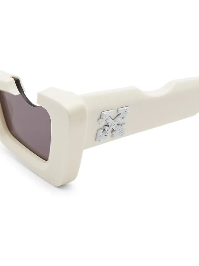 Avant Garde Hole Punch Cut Out Rectangle Sunglasses White Black