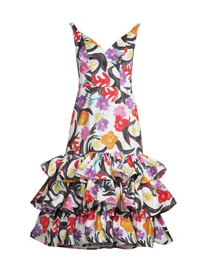 Women's Floral Ruffle Dress - Size 8