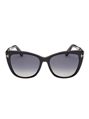 Women's Nora 57MM Cat Eye Sunglasses - Shiny Black
