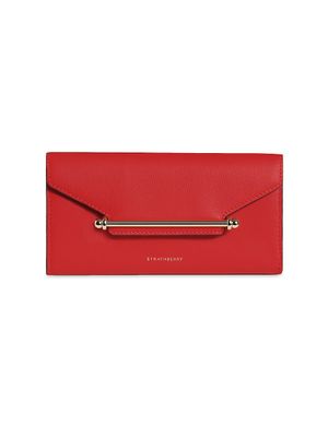 Women's Multrees Leather Wallet-On-Chain - Ruby