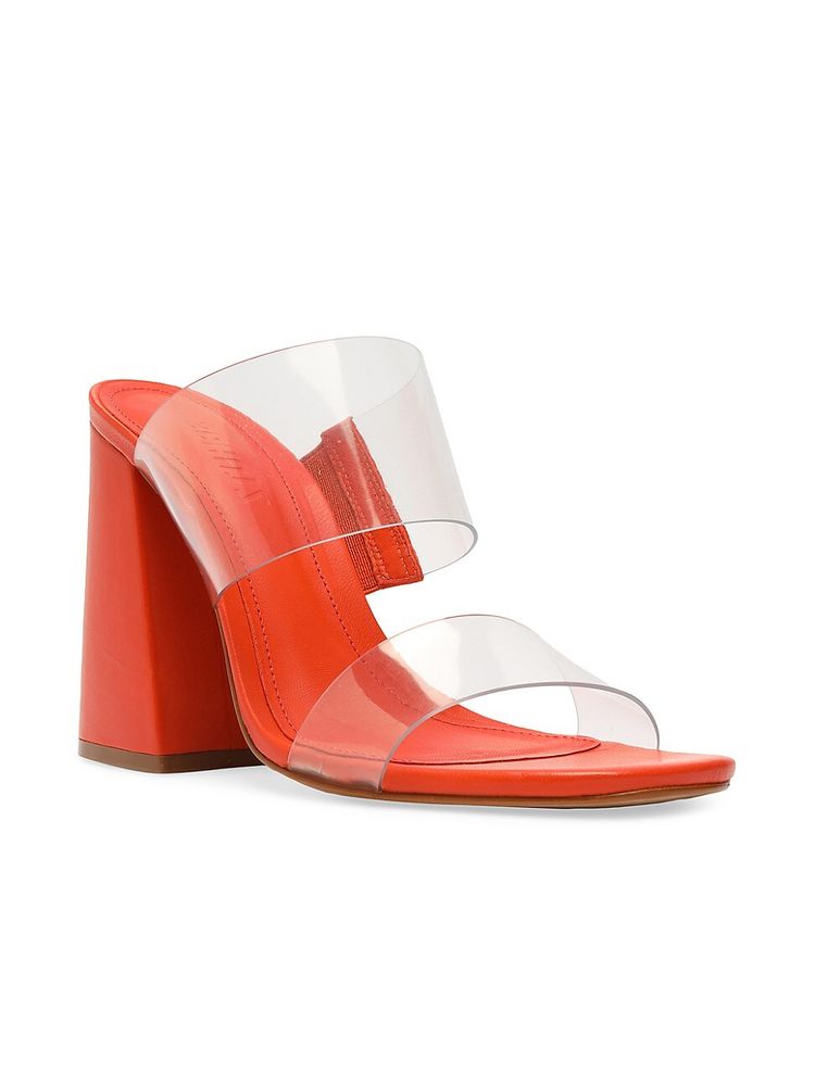 Schutz Women's Victorie Vinyl Block-Heel Sandals - Transpartente | The  Summit