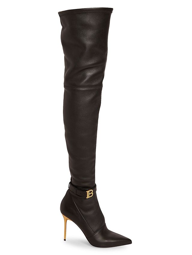 Balmain Women's Robin Stretch Leather Over-The-Knee Boots - Noir | The  Summit