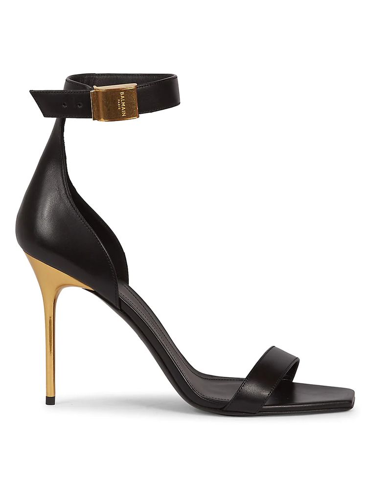 Balmain Women's Uma Leather Ankle-Strap Sandals - Black | The Summit