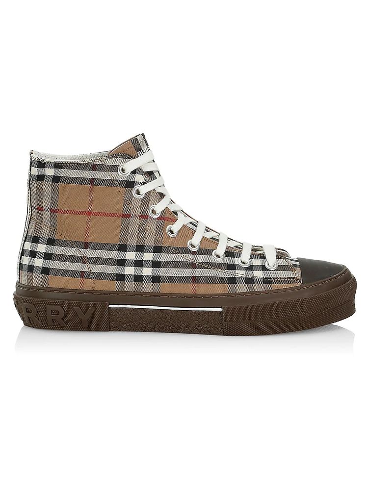 Burberry Men's Jack Check Print Lace-Up Sneakers - Brown | The Summit