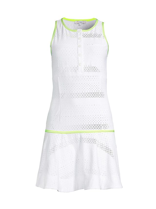 L'Etoile Sport Women's Lace Button-Front Tennis Dress - White With Yellow  Trim | The Summit