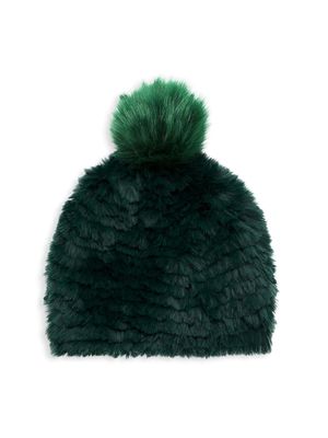 Women's COLLECTION Faux Fur Beanie With Pom - Forest