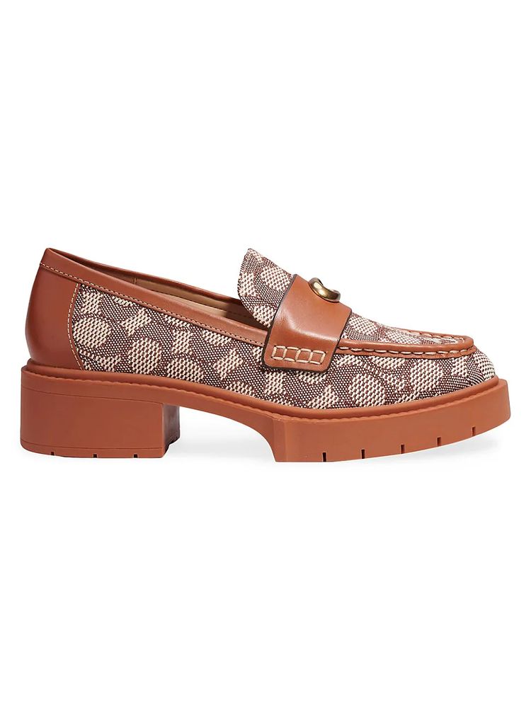 COACH Women's Leah Textured Monogram Jacquard Lug-Sole Loafers - Cocoa |  The Summit