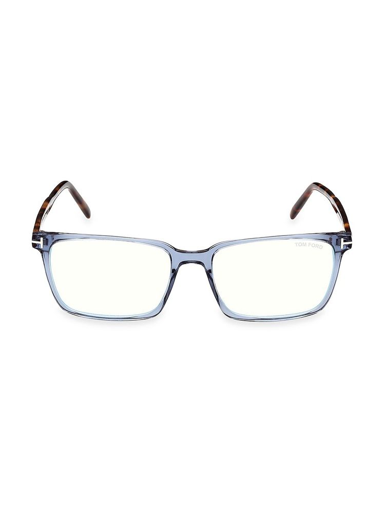 Tom Ford Men's 55MM Blue Filter Rectangular Optical Lenses - Shiny  Transparent | The Summit