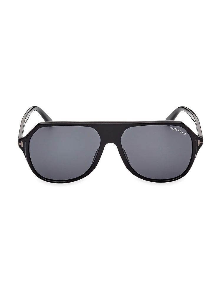 Tom Ford Men's Hayes 62MM Aviator Sunglasses - Shiny Black | The Summit