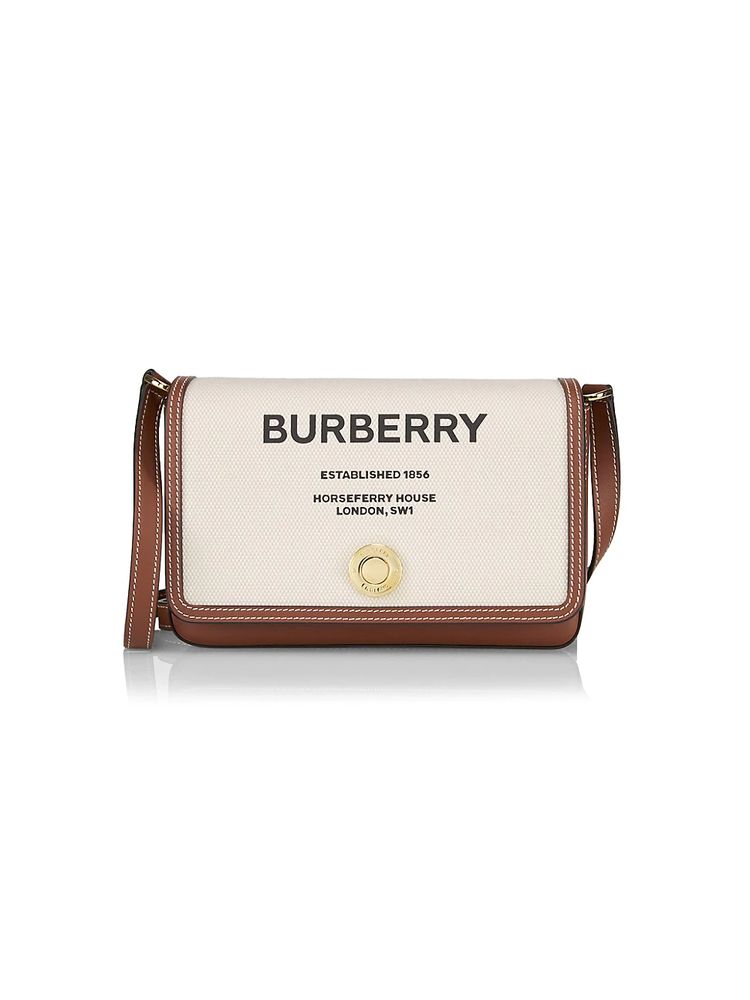 Burberry Women's New Hampshire Horseferry Canvas & Leather Crossbody Bag -  Natural Tan | The Summit