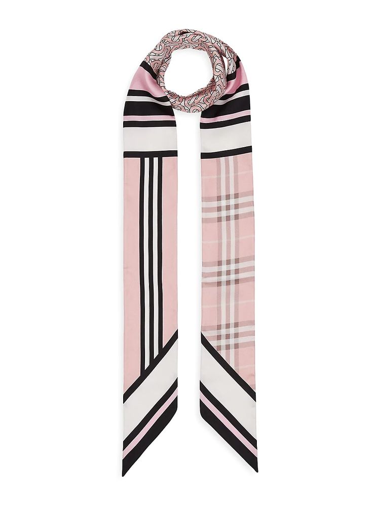 Burberry Women's Triple Check Silk Skinny Scarf - Blush | The Summit