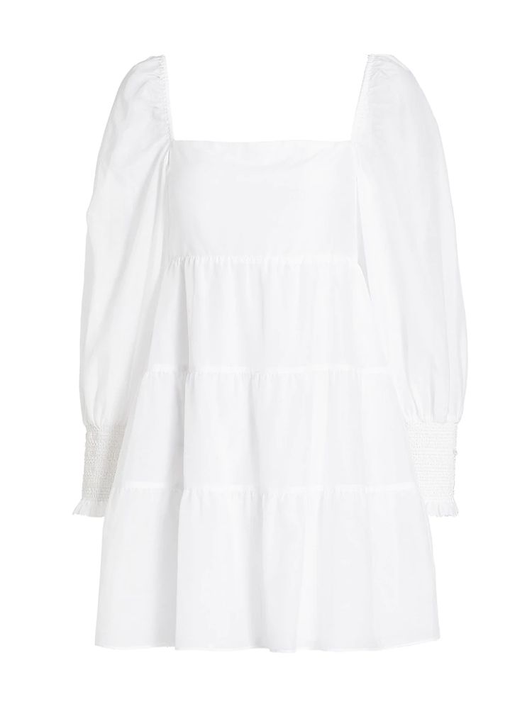 Alice + Olivia Women's Rowen Tiered Tie-Back Cotton Minidress - Off White -  Size XS | The Summit