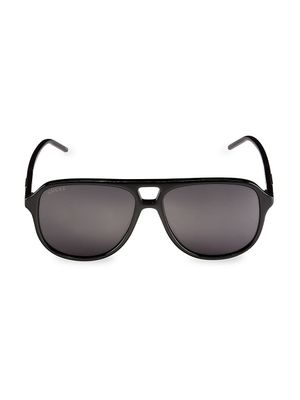 Men's Sophisticated Web Gg1156s-001 Acetate Pilot Sunglasses - Black