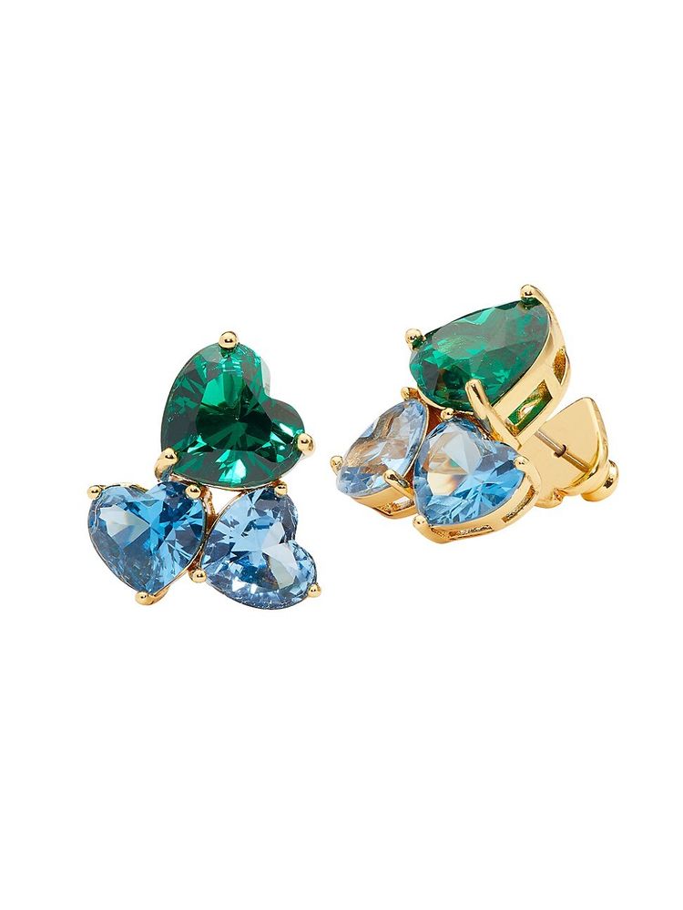 Kate spade new york Women's Goldtone & Cubic Zirconia Heart Cluster Stud  Earrings - Blue Multi | The Summit