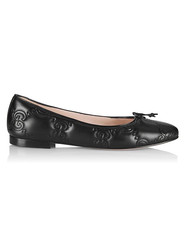 Gucci Women's Quilted Leather Ballet Flats - Nero | The Summit
