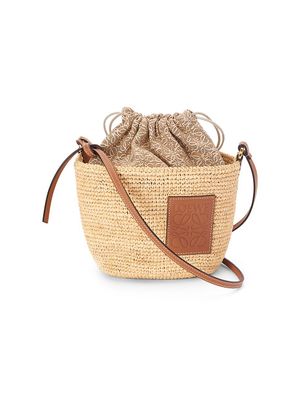 Women's Anagram Raffia Bucket Bag - Natural Tan