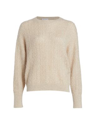 Women's Glittery Cable-Knit Sweater