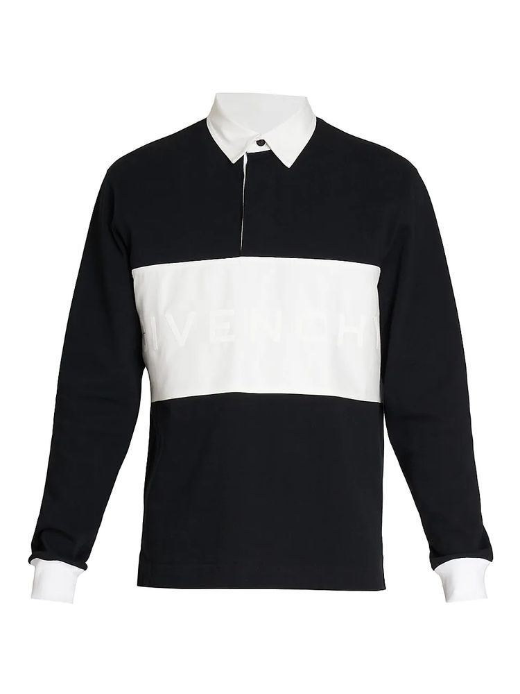Givenchy Men's Logo Embroidered Rugby Polo Shirt - Black | The Summit