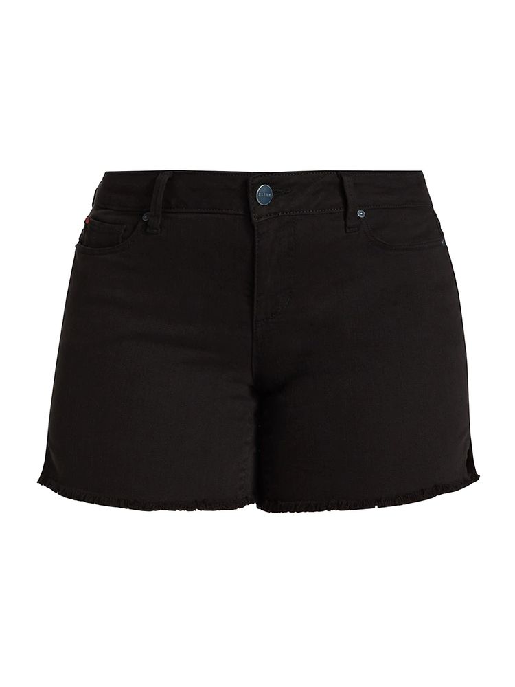 Slink Jeans, Plus Size Women's High-Rise Side-Vent Frayed-Hem Stretch Denim  Shorts - Black | The Summit