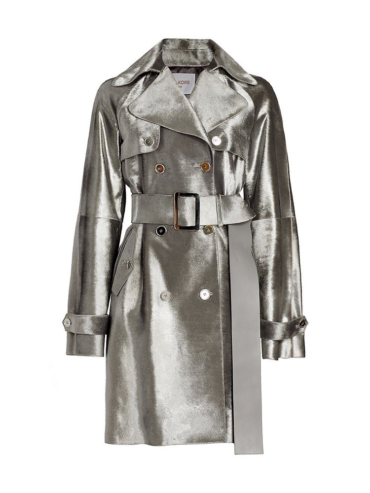 Michael Kors Collection Women's Metallic Lamb Fur Trench Coat - Metallic  Haircalf Silver - Size 8 | The Summit