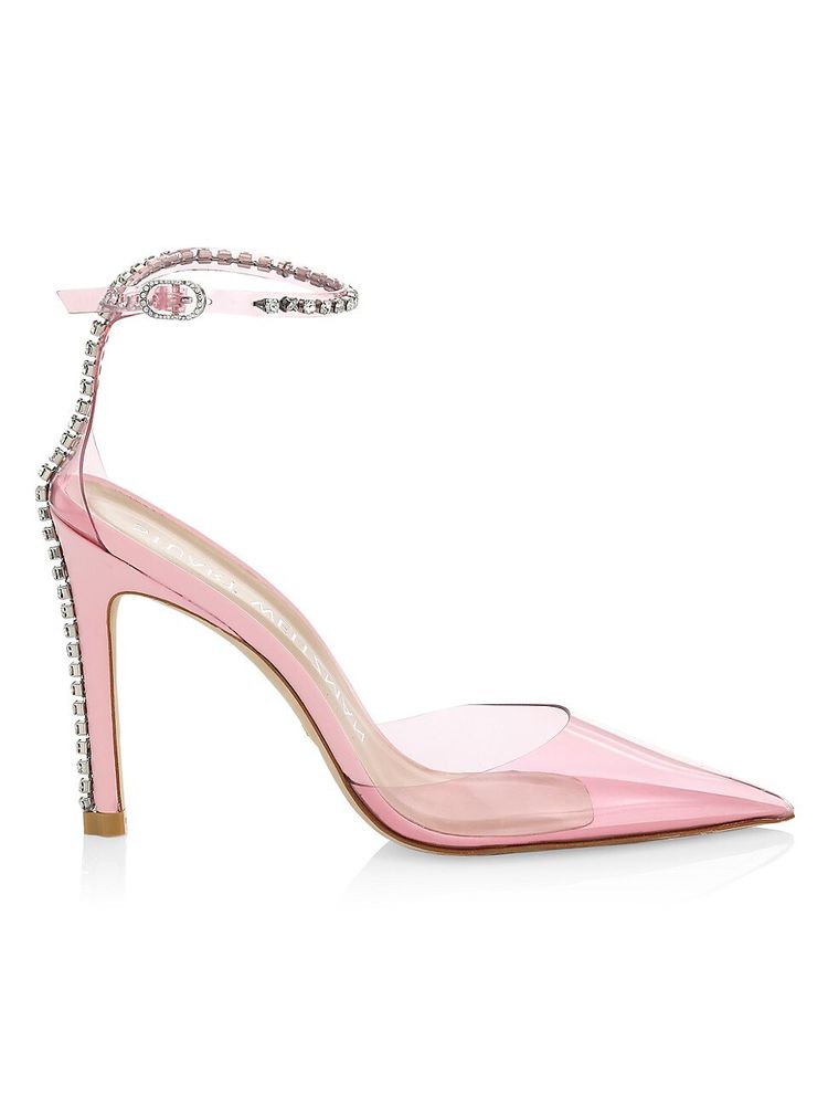 Stuart Weitzman Women's Stuart Glam PVC Embellished Ankle-Strap Pumps | The  Summit